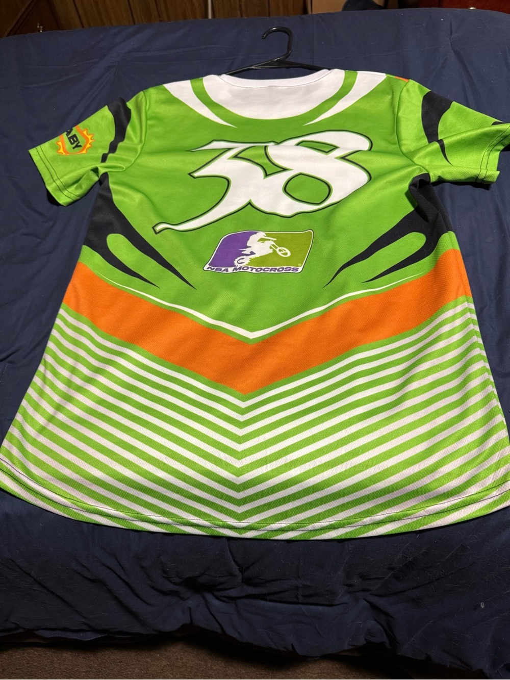 Motocross Performance Jersey - Green & Orange Racing Tee